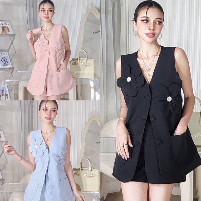 401 มีS,M,L,3xl,4xlเซตกางเกงขาสั้นแต่ดอก3ดี