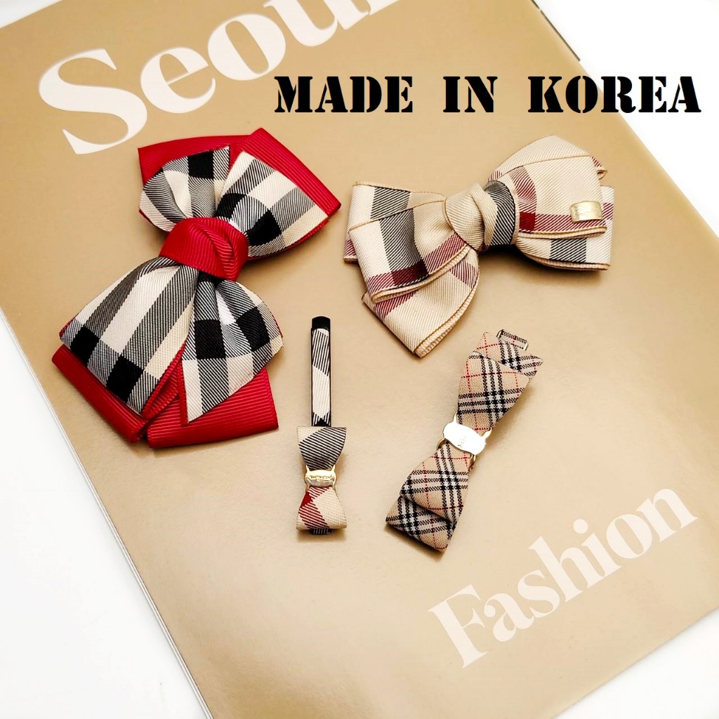 **มีให้เลือกหลายแบบ** กิ๊บเกาหลี กิ๊บโบว์ made in korea แท้ 100% ติดผม ลายสก๊อต (ราคาต่อชิ้น)
