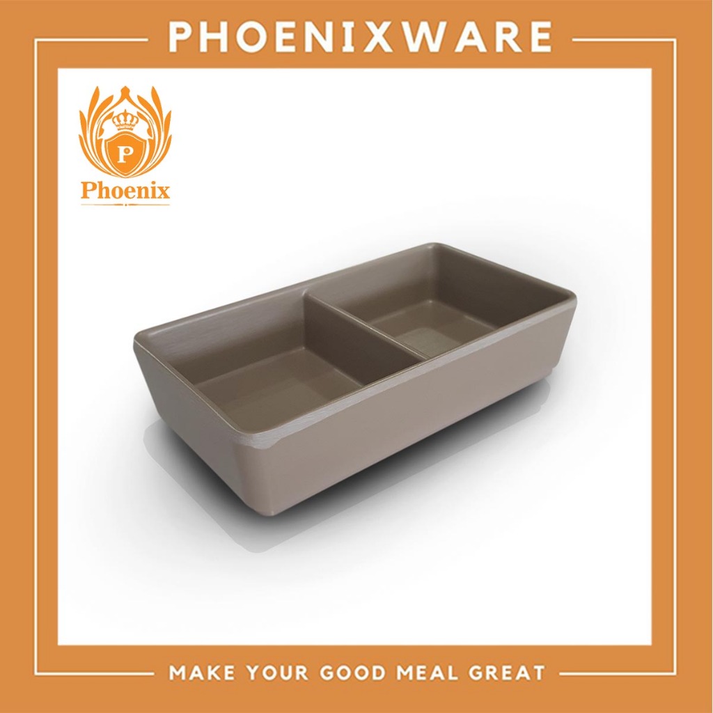 ถ้วยน้ำจิ้ม 2 ช่อง 4.5 นิ้ว เมลามีน สีน้ำตาล Phoenix AB213145EBR