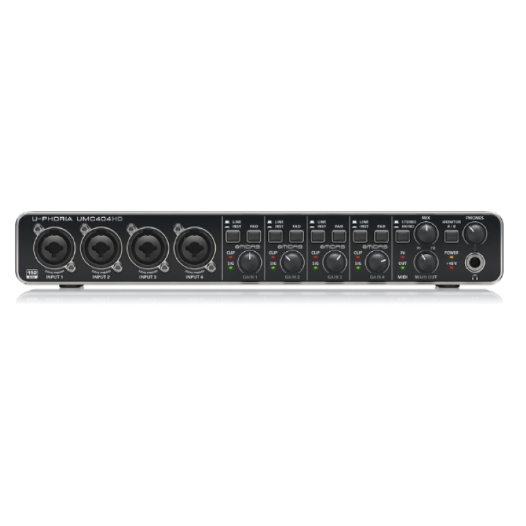 Behringer U-PHORIA UMC404HD USB ออดิโออินเตอร์เฟซ 4x4 24-Bitไมค์พรีแอมป์ MIDASอุปกรณ์บันทึกเสียง ของ