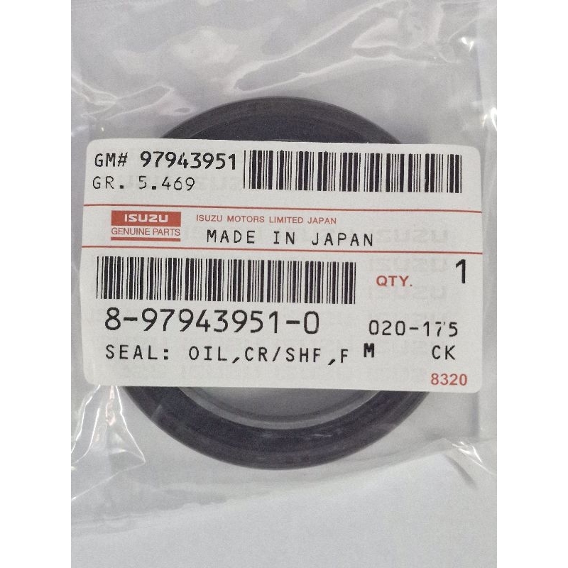 ซีลข้อเหวี่ยงหน้า (คอหน้า) สลิปเหล็ก  TFR , D-max 4JA1 4JB1 4JH1 4JJ1 4JK1 100% J/P  8-97943951-0  *