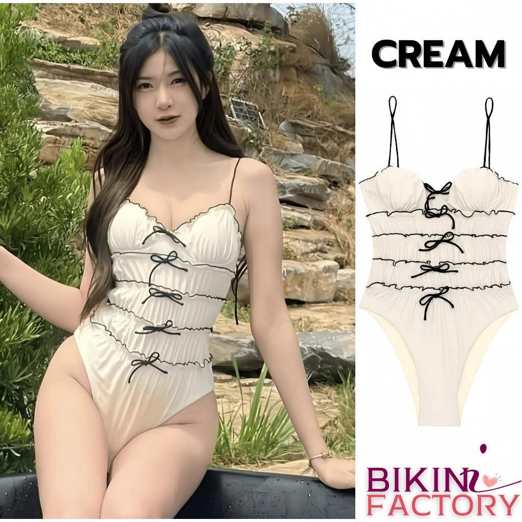 BIKINIFACTORY ชุดว่ายน้ำบอดี้สูท ชุดว่ายน้ำแฟชั่น บิกินี่เซ็กซี่ ชุดสายเดี่ว โชว์แขนเซ็กซี่ มีฟองน้ำในตัว BK-073