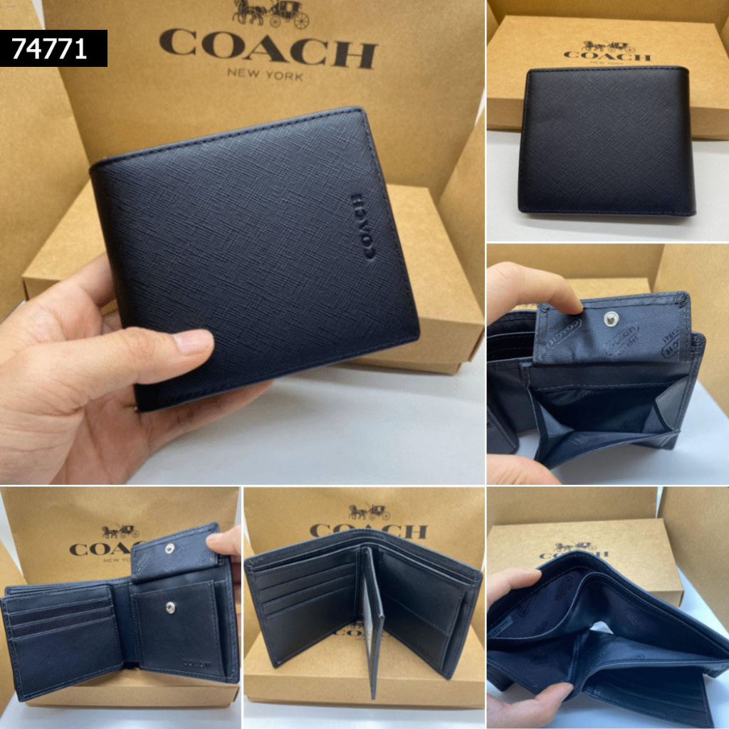 พร้อมส่ง🔥 Outlet ปลอดภาษี กระเป๋าสตางค์ coach กระเป๋าสตางค์ผู้ชาย F74993 F74771 กระเป๋าใส่เหรียญ