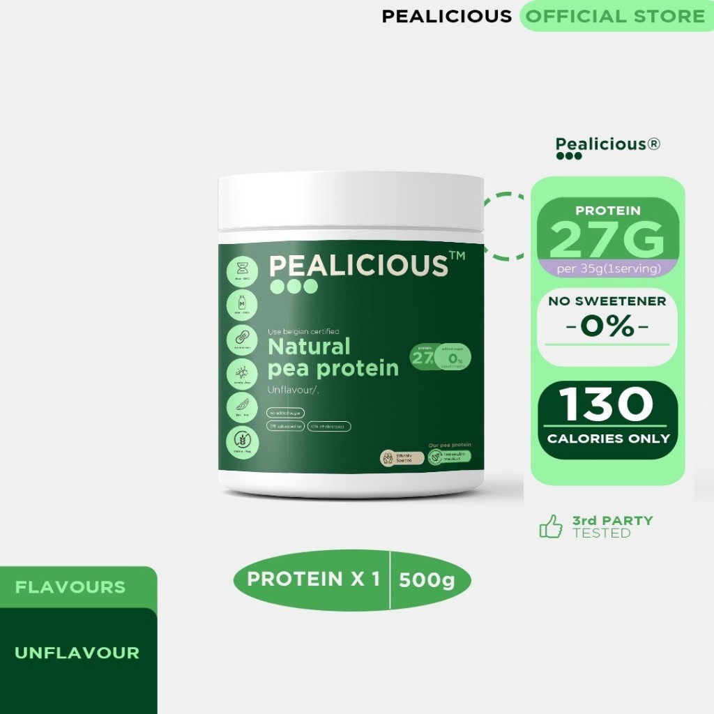 Pealicious Organic Belgian Pea protein (Unflavoured) โปรตีนถั่วลันเตาออแกนิค รสธรรมชาติ ขนาด 500g