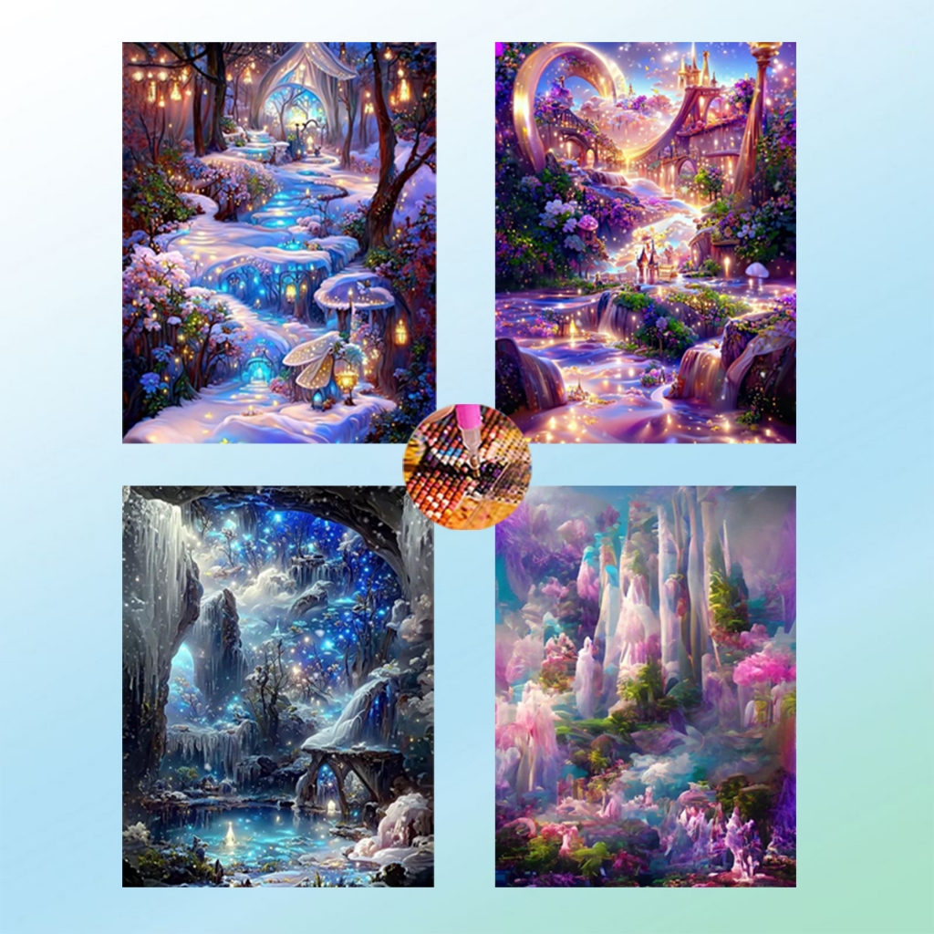 Diamond Painting 5D DIY แฟนตาซี ครอสติสคริสตัล 5 มิติ ปักครอสติส ภาพติดเพชร ฝึกสมาธิ WxH 30x40 cm