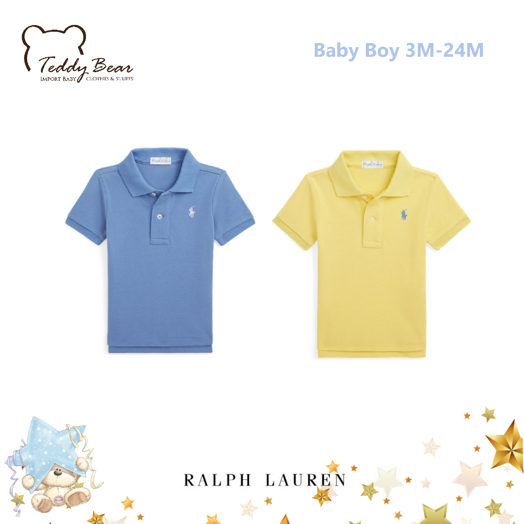 เสื้อโปโลเด็กเล็ก Ralph Lauren Cotton Mesh Polo Shirt ของแท้ (Baby Boy Size: 3M-24M)