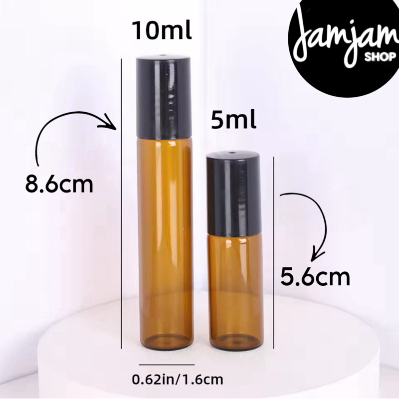 ขวดลูกกลิ้ง ขวดสีชา-ฝาดำ 5ml/10 ml (แพ็ค12ขวด)