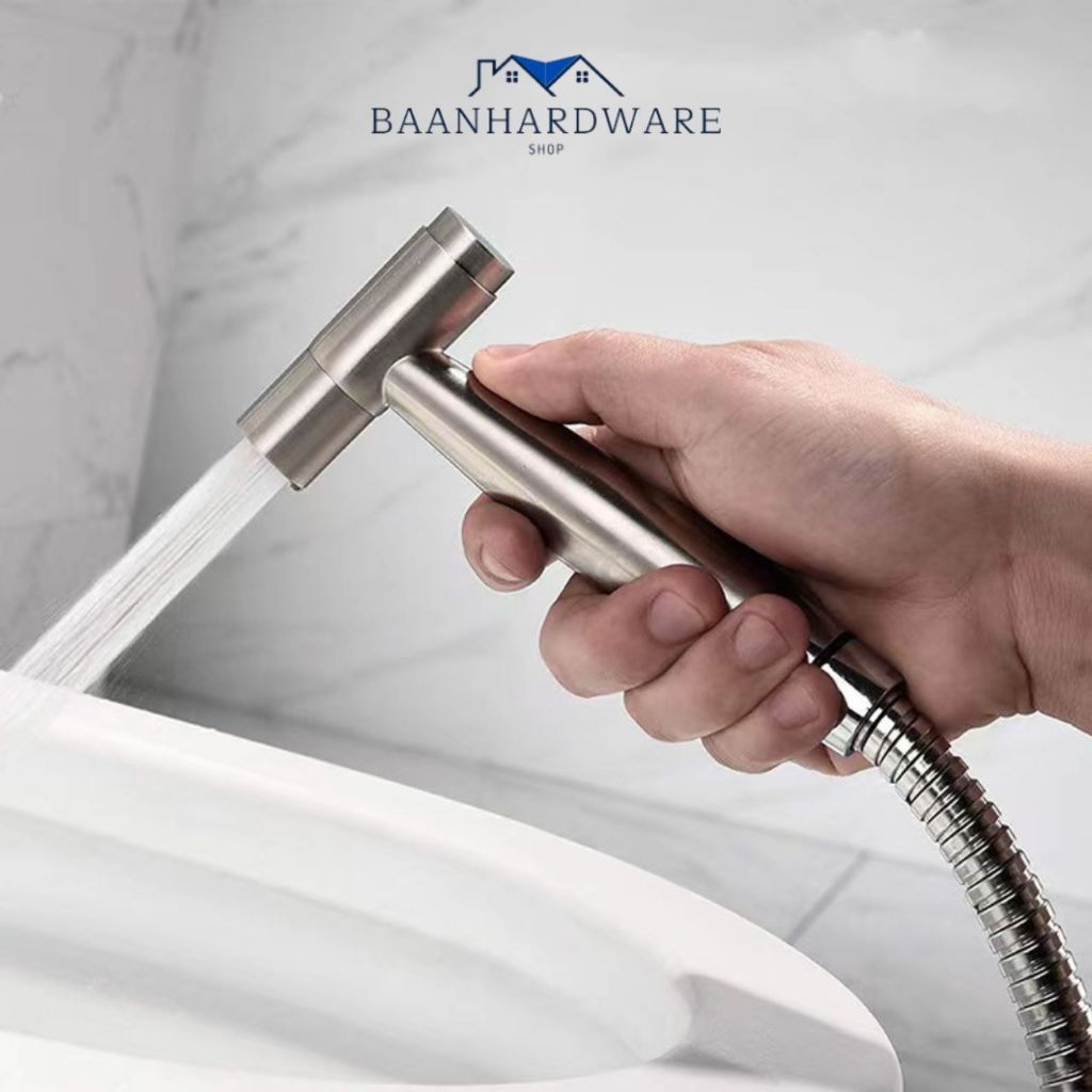 BAANHARDWARE หัวฉีดชำระสแตนเลส 304 พรีเมี่ยม ไม่เป็นสนิม (ที่กดน้ำแบบกดค้าง) MA-G-09