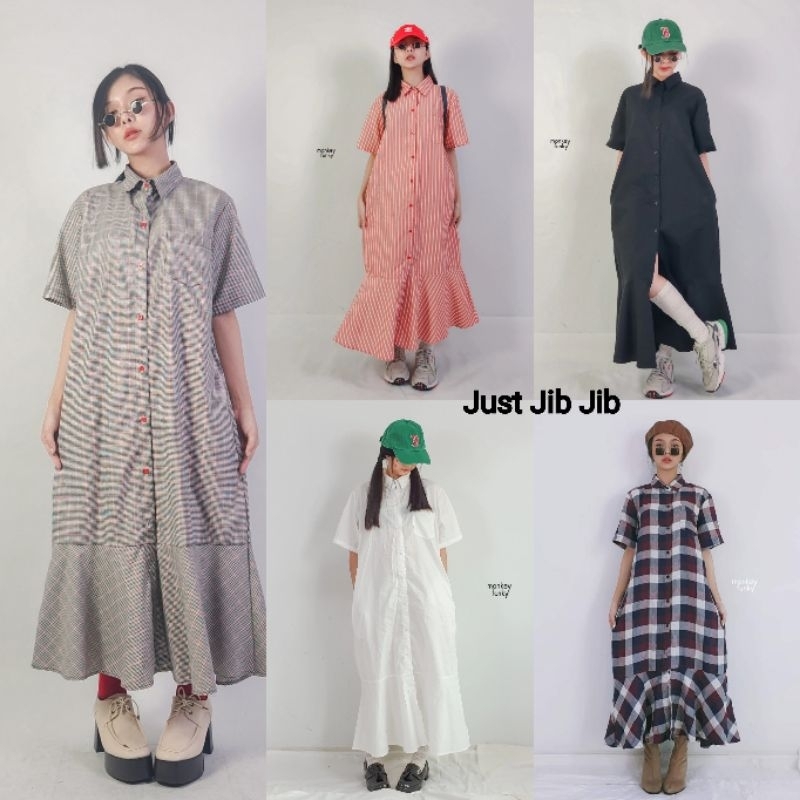 Maxidress ปกเชิ้ต กระโปรงต่อชายระบาย