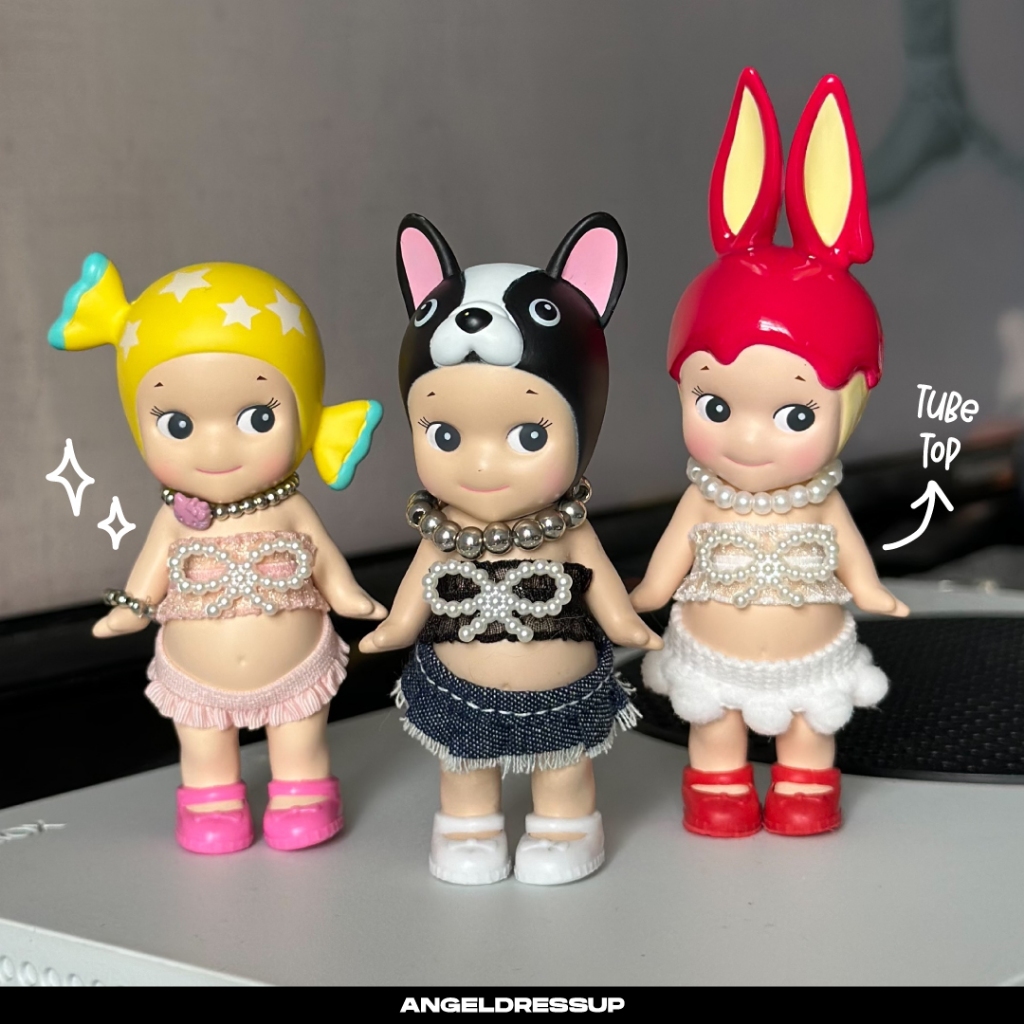 เสื้อจิ๋ว โบว์ไข่มุก คิ้วท์ๆลูกคุณ Sonny Angel 𝝑𝝔 •.พร้อมส่ง