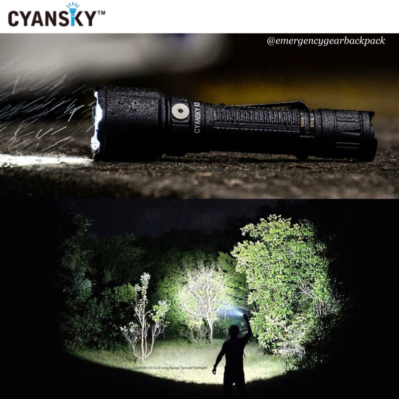 Cyansky K3 V2.0 2000 LM ความเข้มแสงสูง 124,609CD 700M Tactical Flashlight – โปรปัง