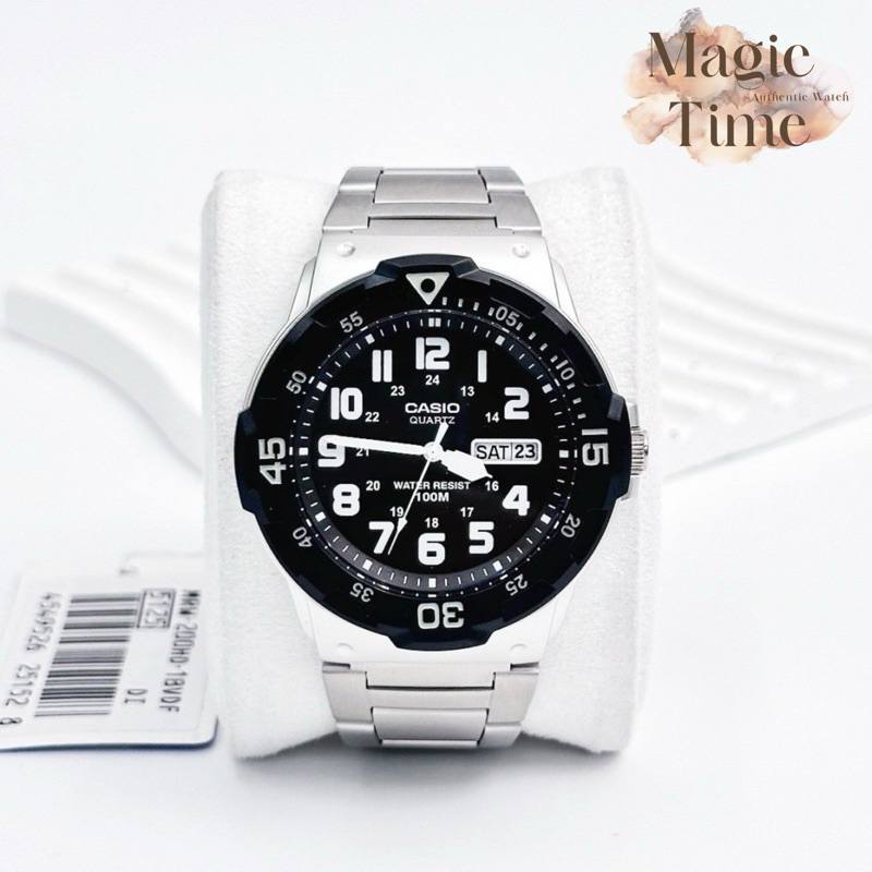 นาฬิกาข้อมือ CASIO MRW-200HD-1BV ขนาด 47.9 × 44.6 × 11.6 mm กล่อง คู่มือ ป้าย ใบรับประกัน