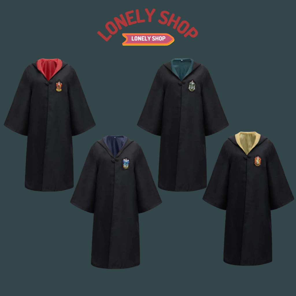 ชุดคอสเพลย์ ชุดแฮรี่พอร์ตเตอร์ ชุดพ่อมด แม่มด เสื้อคลุมแฮรี่ เสื้อคลุมกริฟฟินดอร์ สลิธีริน ที่ชุดมีตรา(สินค้าพร้อมส่ง)