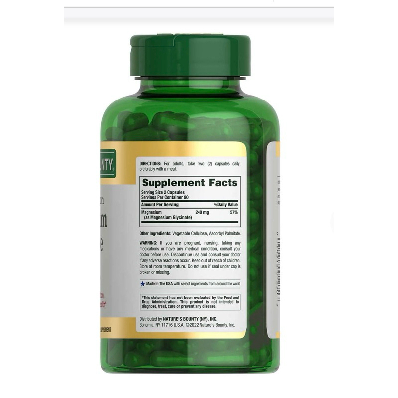 (รวมมี12ตัวเลือก)-Nature’s Bounty) Magnesium Glycinate แมกนีเซียมดูดซึมสูง 240mg - รูปที่ 3