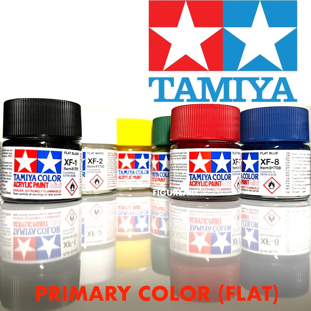 TAMIYA ACRYLIC PAINT MINI PRIMARY COLOR FLAT(water-based) กลุ่มสีด้าน สีอะคริลิค