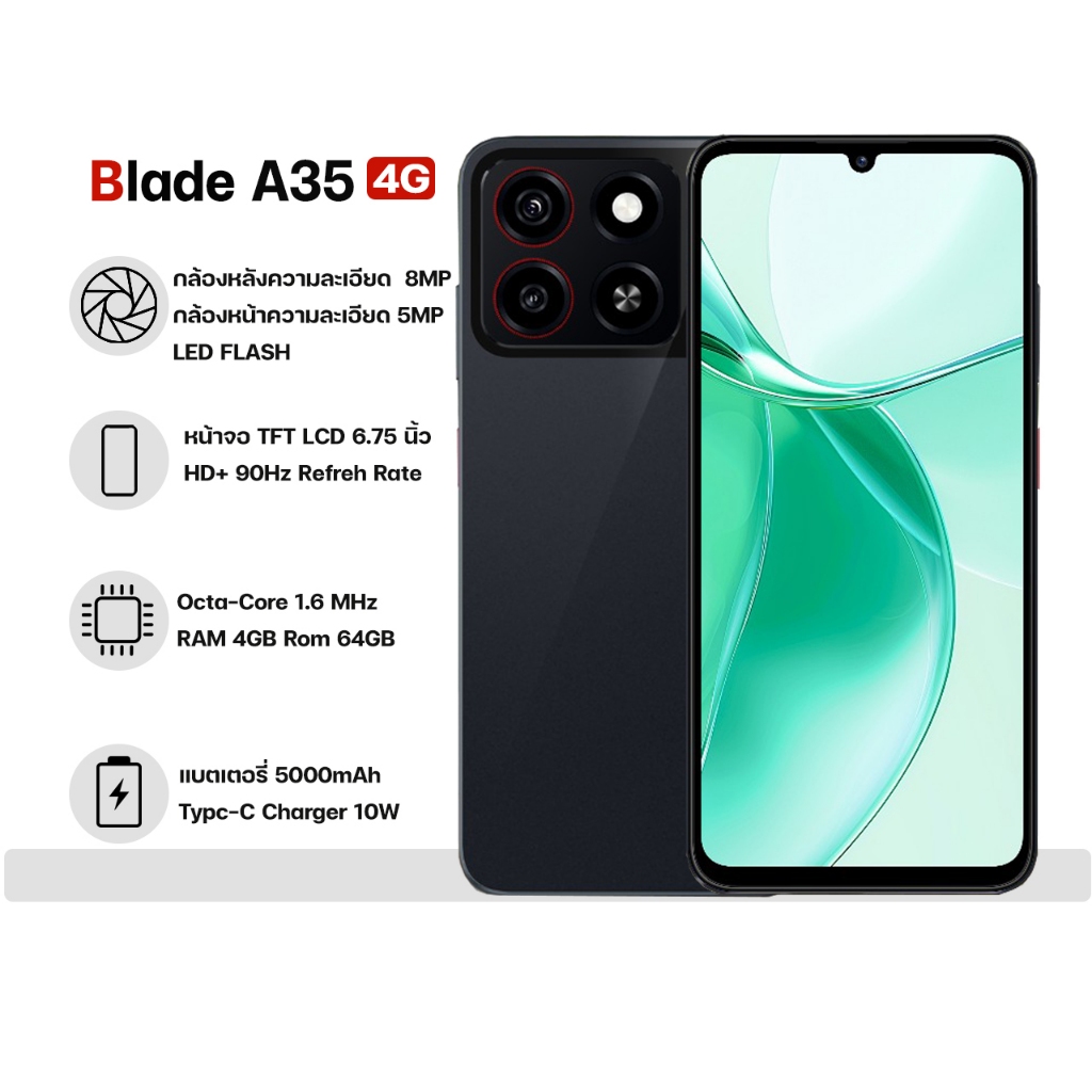 ZTE Blade A35 RAM4GB ROM64GB ประกันศูนย์ไทย1ปี