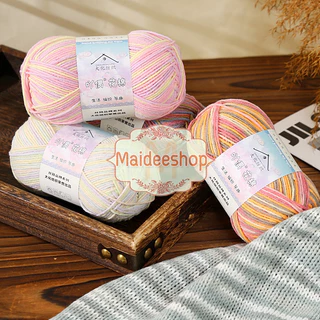 ไหมพรมคอตตอน+อะคริลิค 4Plyสีเหลือบ น้ำหนัก 50กรัม Cotton Acrylic Yarn ไหมพรมนุ่มๆ ไหมพรม4ply ไหมพรมสีสลับ ไหมพรมสีเหลือบ