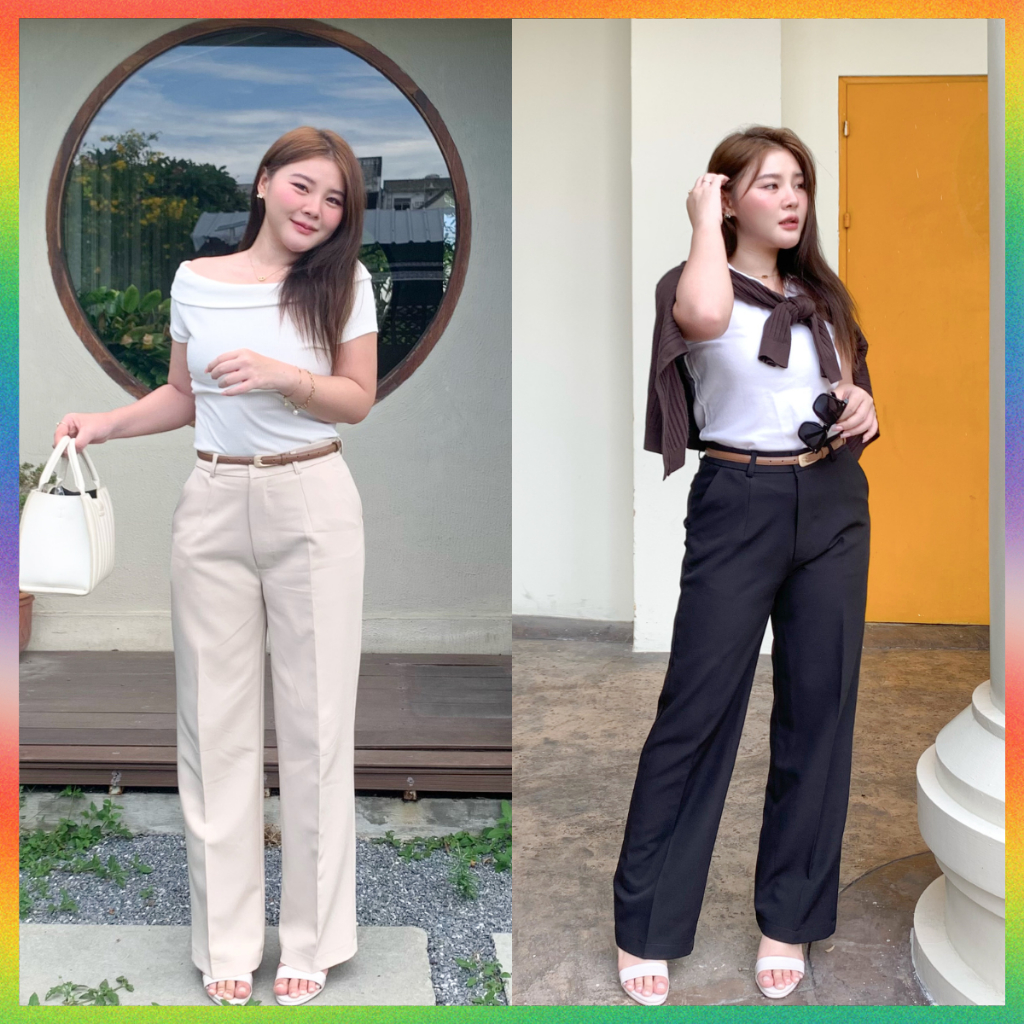 🌈MesubShop🌈พร้อมส่ง กางเกงขายาว ขากระบอก 💝 มีไซส์ S-3XL ผ้าA80 ทรงสวย ใส่แล้วพรางหุ่น พร้อมส่ง รุ่น กางเกงa80
