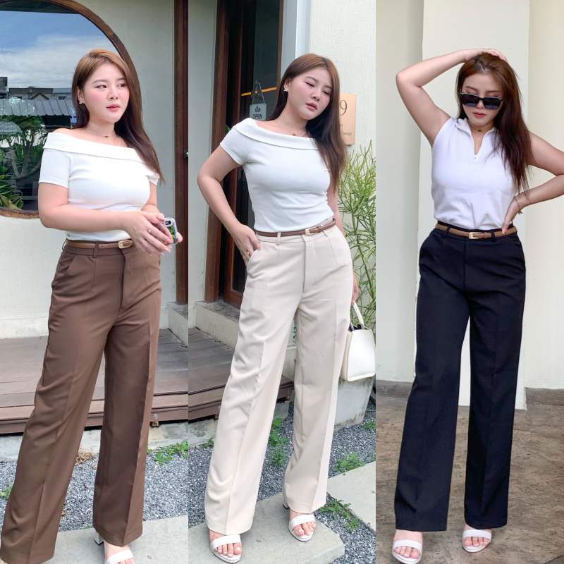 พร้อมส่ง กางเกงขายาว ขากระบอก 💝 มีไซส์ S-3XL ผ้าA80 ทรงสวย ใส่แล้วพรางหุ่น พร้อมส่ง รุ่น กางเกงa80