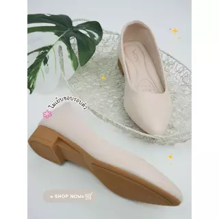 KT2225 รองเท้าคัชชู ไม่เย็บขอบ ส้นก้อนสูง 1 นิ้ว
