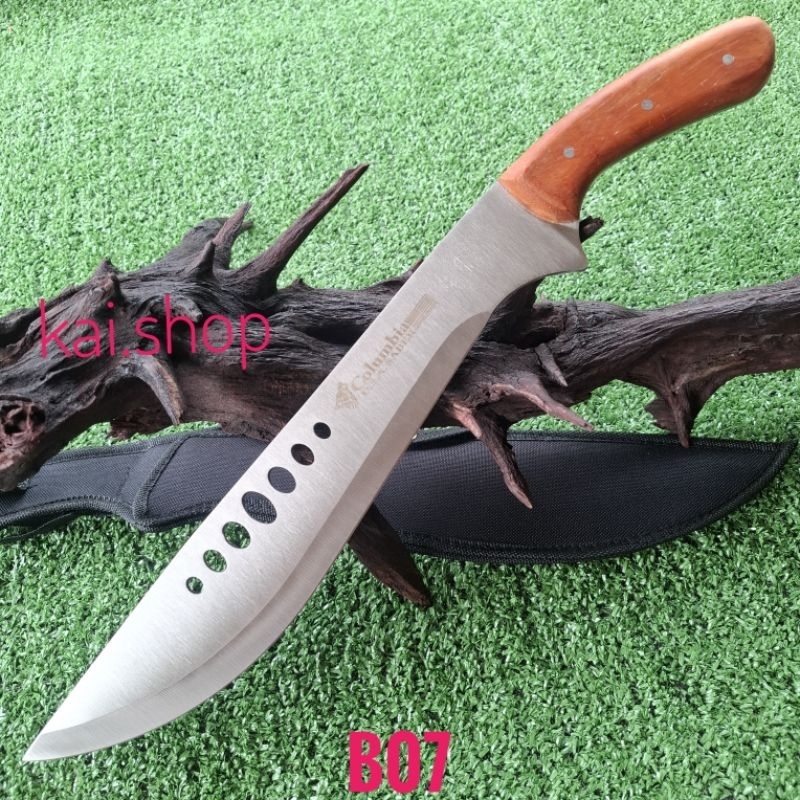 อุปกรณ์เดินป่า มีด มีดยาว มีดเดินป่า Columbia รุ่น B07 USA ใบ้ลสด้ามไม้