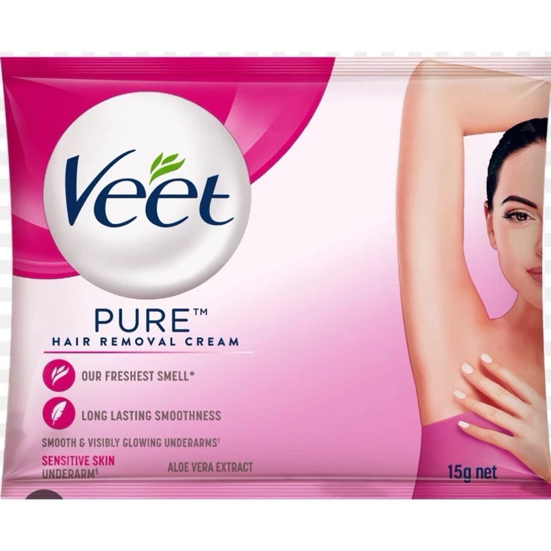 Veet Hair Removal Cream – Underarm Pack 15g [1 ซอง] สีชมพู วีท ครีมขจัดขนรักแร้