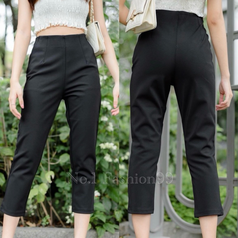 BB pants | กางเกง7ส่วน ซิปข้างเอวไม่มีขอบ ผ้าโรงเชฟแท้ - รูปที่ 3