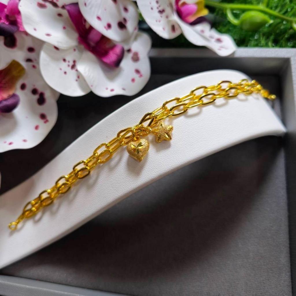 ข้อมือ เลสโซ่ห่าง จี้หัวใจดาว 1 บาท