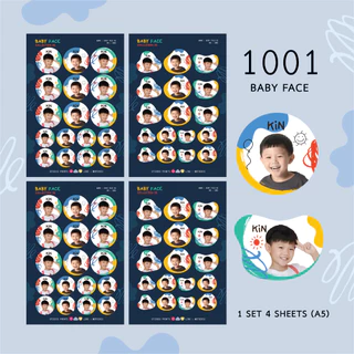 สติ๊กเกอร์ชื่อ กันน้ำ ลาย BABY FACE ( Name Sticker 4 sheet / set )