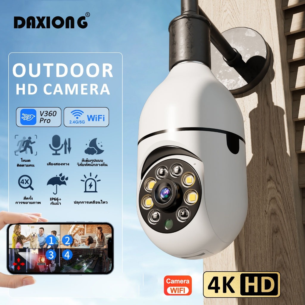 กล้องหลอดไฟ icam365 ip camera cctv ไร้สาย ดูผ่านมือถือ กล้องวงจรปิด 360 องศา 2ล้านพิกเซล wifi full HDกล้องอินฟาเรด