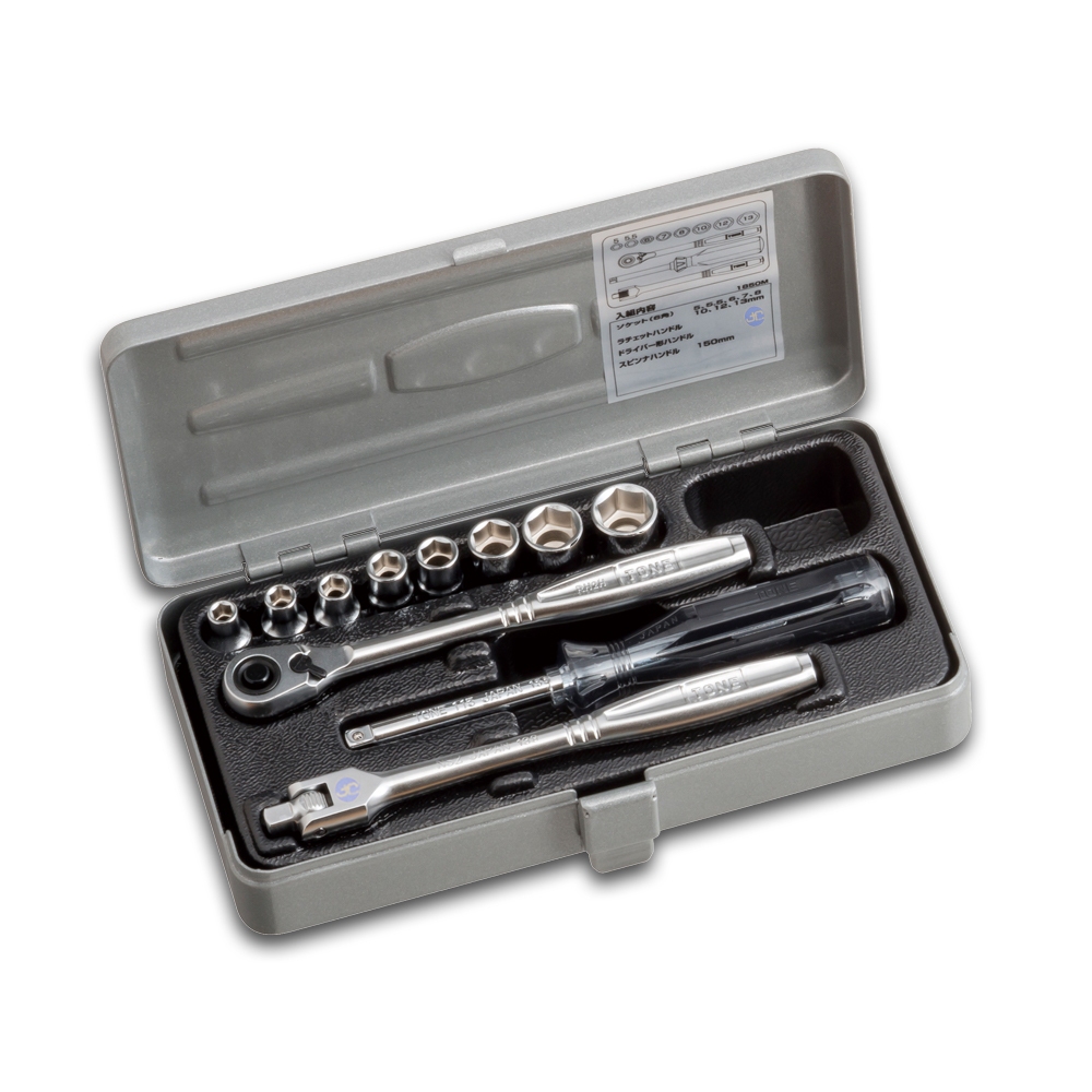 TONE ชุดบล็อก 11ชิ้น ขนาด 1/4" รุ่น 1850M - Socket Wrench Set 11pcs. Size 1/4" Model 1850M