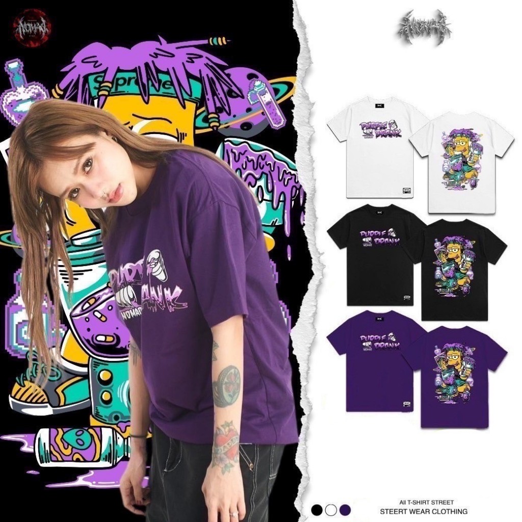 แขนสั้นคอกลม สตรีท v1 ซิมสัน"PURPLE DRANK"