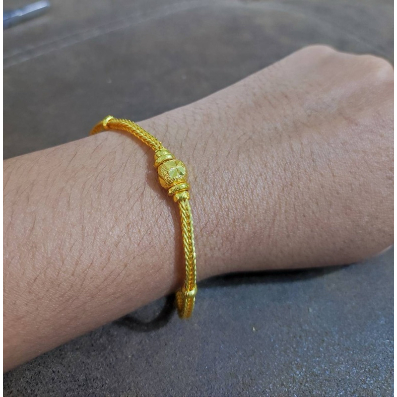 C322ข้อมือสี่เสาสลับโอ่งกลางหนัก2สลึง แถมฟรีตะขอ งานตันแน่นทองหุ้มสวยเหมือนจริงคุณภาพ