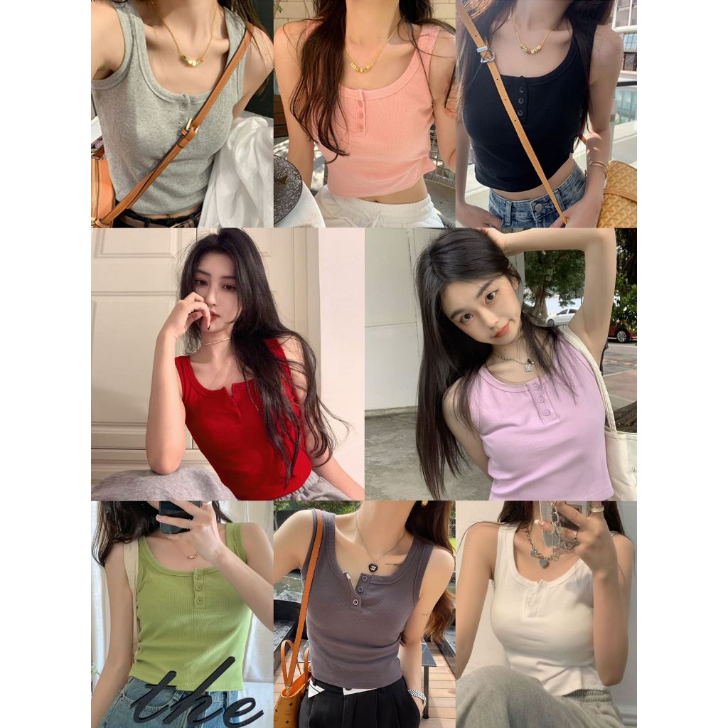 สายเดี่ยว เสื้อกั๊กรูปตัว I มีฟองน้ำ เเท่ๆ ไอเท็มที่ต้องมีสําหรับเด็กผู้หญิง#11215