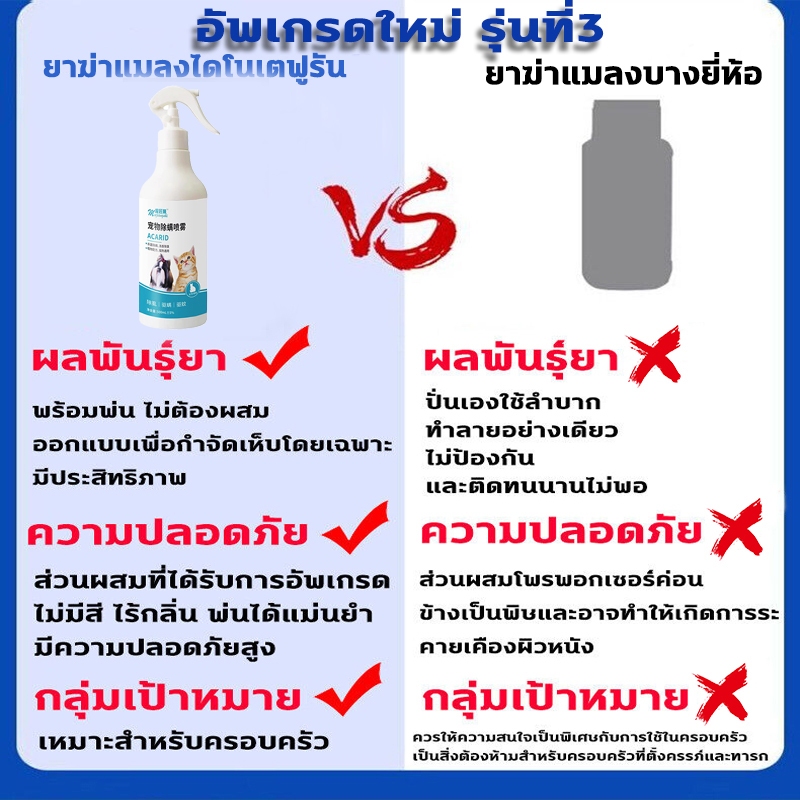 กำจัด เหา ไร เห็บ หมัด ฉีดเดียวก็ตาย สเปรย์กำจัดเห็บหมัด500ml สูตรพืช สัตว์เลี้ยงเลียได้ ยาฆ่าเห็บหมัด ได้ผล1000%