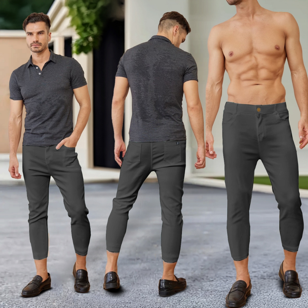 AB Skinny 9 ส่วนผู้ชาย สีเทาเข้ม กางเกงสกินนี่ยีนส์ ของแท้ กางเกง AB สกินนี่ยีนส์ ผู้ชาย 30 สี Jeans Pants, Man ยีนส์