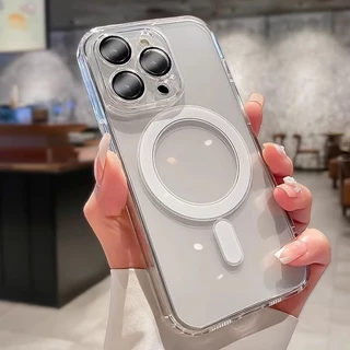 เคสโปร่งใสกันเลนส์กล้องกันกระแทก Magnetic Case For iPhone 17 16 15 14 13 12 11 Promax Pro Plus เคสไอโฟน