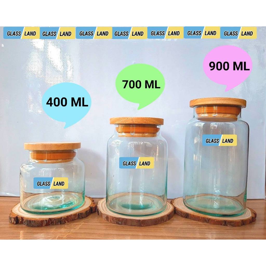 ขวดโหลแก้วพร้อมฝาไม้สุญญากาศ 3 ขนาด S M L[พร้อมส่ง ]  โหลพับดาว โหลคุกกี้ โหลแก้วใส่ของพร้อมฝาไม้ ชุดของขวัญ