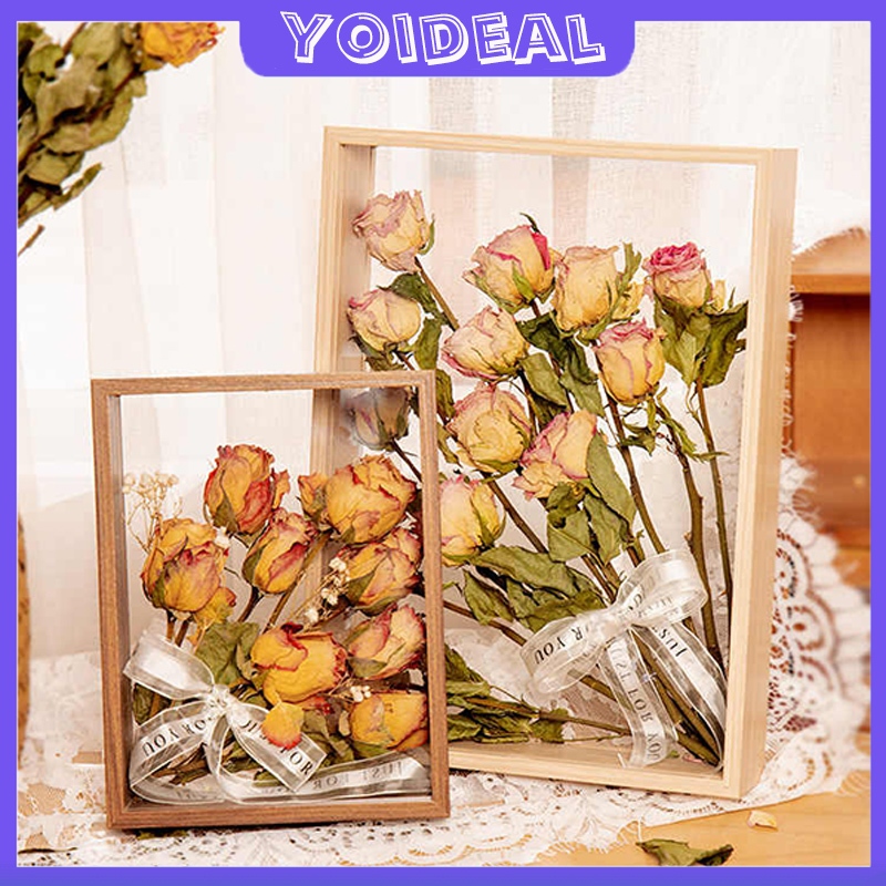 พร้อมส่ง กรอบรูป DIY กล่องใส่ดอกไม้ สำหรับใส่ดอกไม้แห้ง แบบกลวง วางได้แนวตั้ง/นอน กรอบรูปใส่ดอกไม้แห้ง มินิมอล