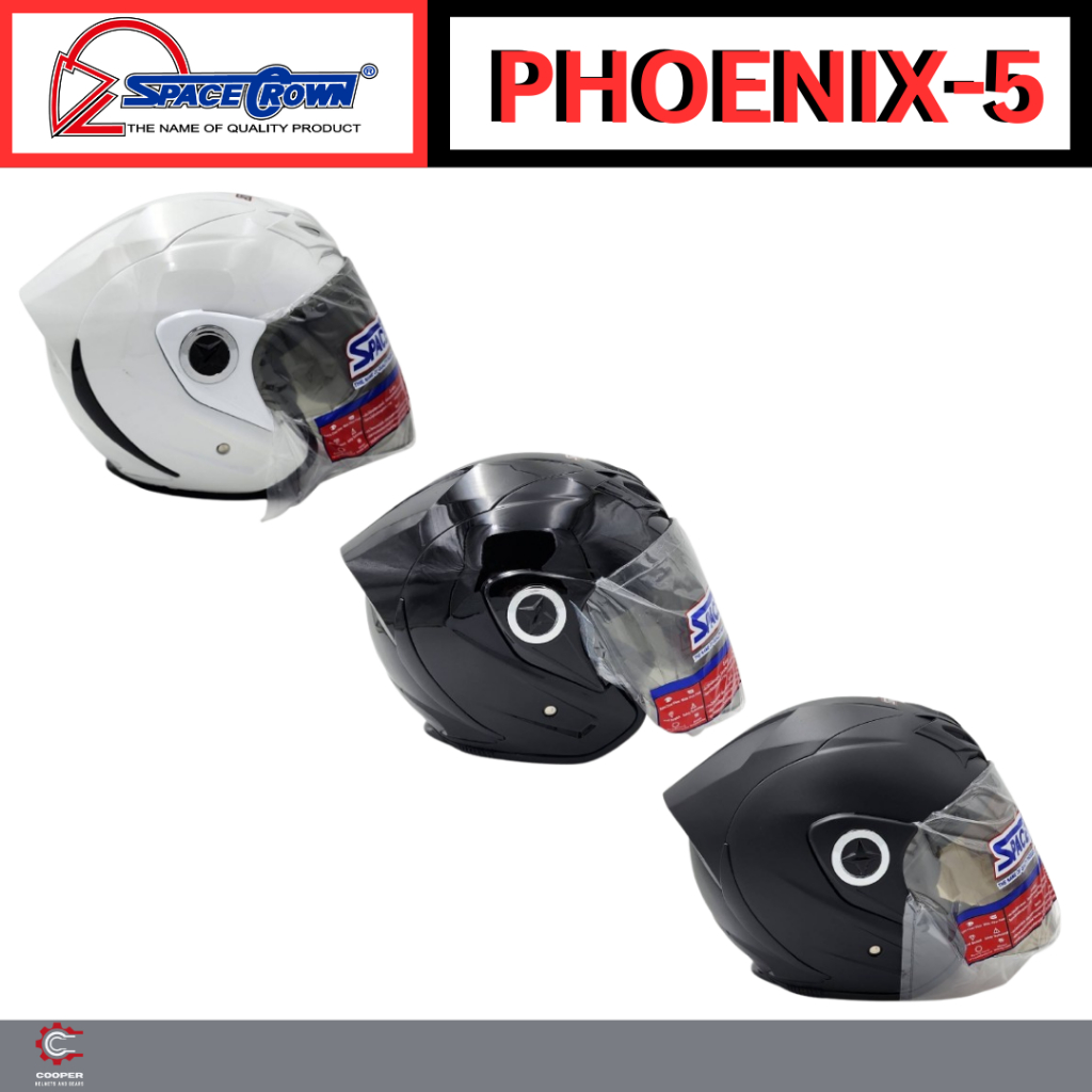 หมวกกันน็อค SpaceCrown รุ่น PHOENIX-5 หน้าชา(หมวกเต็มใบ) มี 3สี