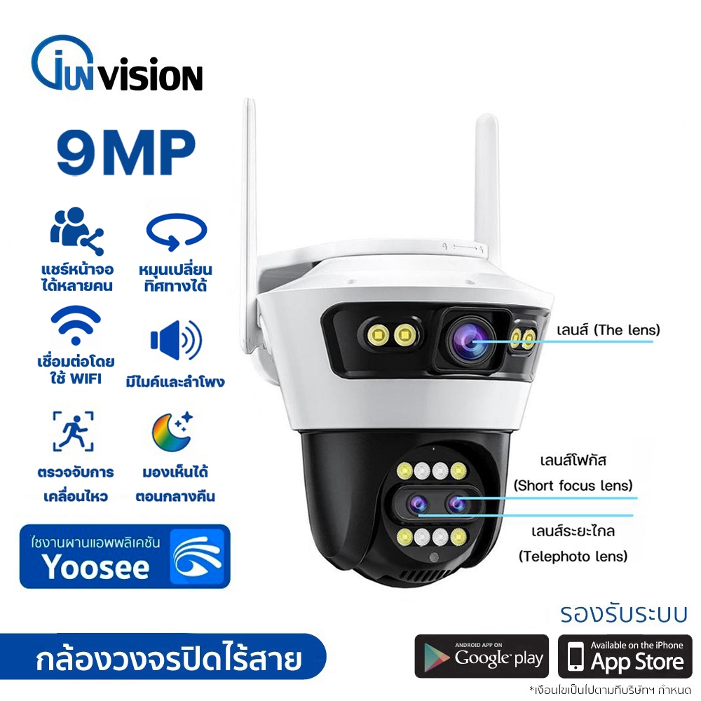 Junanvision กล้องวงจรปิดกันน้ำ 9MP รุ่นHM-L3-5(9MP) ดูกล้องในเวลาเดียวกัน มองเห็นภาพสีในตอนกลางคืน พ