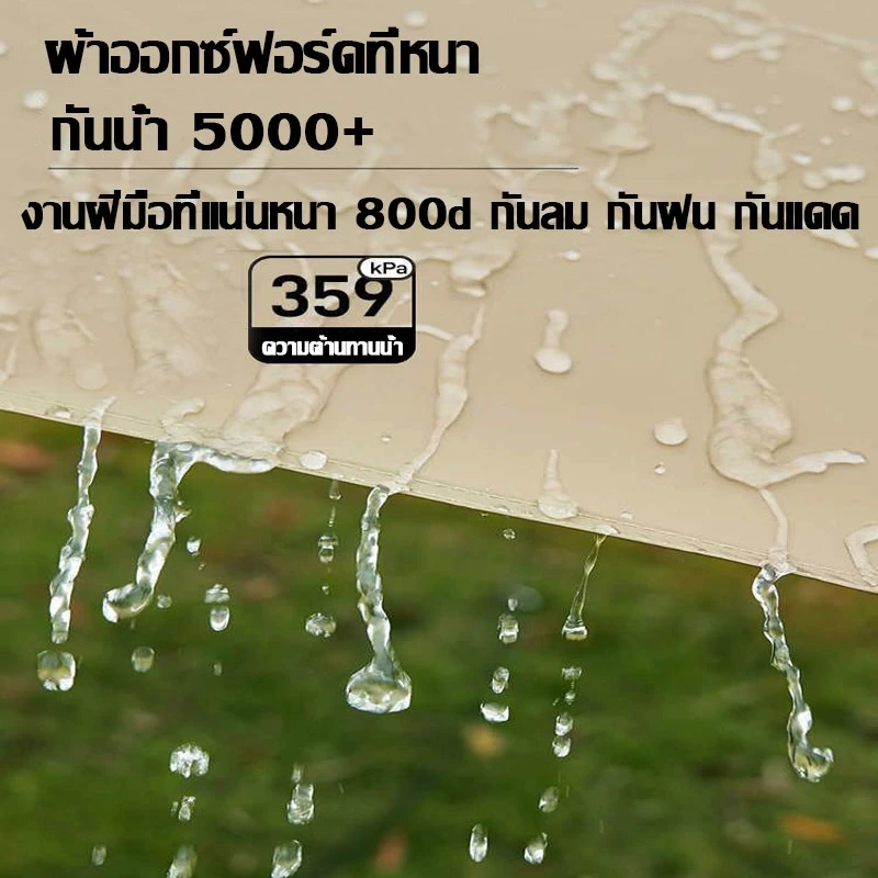 RAKUNO ฟลายชีท​ ผ้าใบ 4x6 3x4 3x3 ฟรายชีท อุปกรณ์ครบชุด กันแดด กันฝน เต้นท์แคมปิ้ง พร้อมเสา2ต้น อุปกรณ์เดินป่าตั้งแคมป์ thumbnail 6