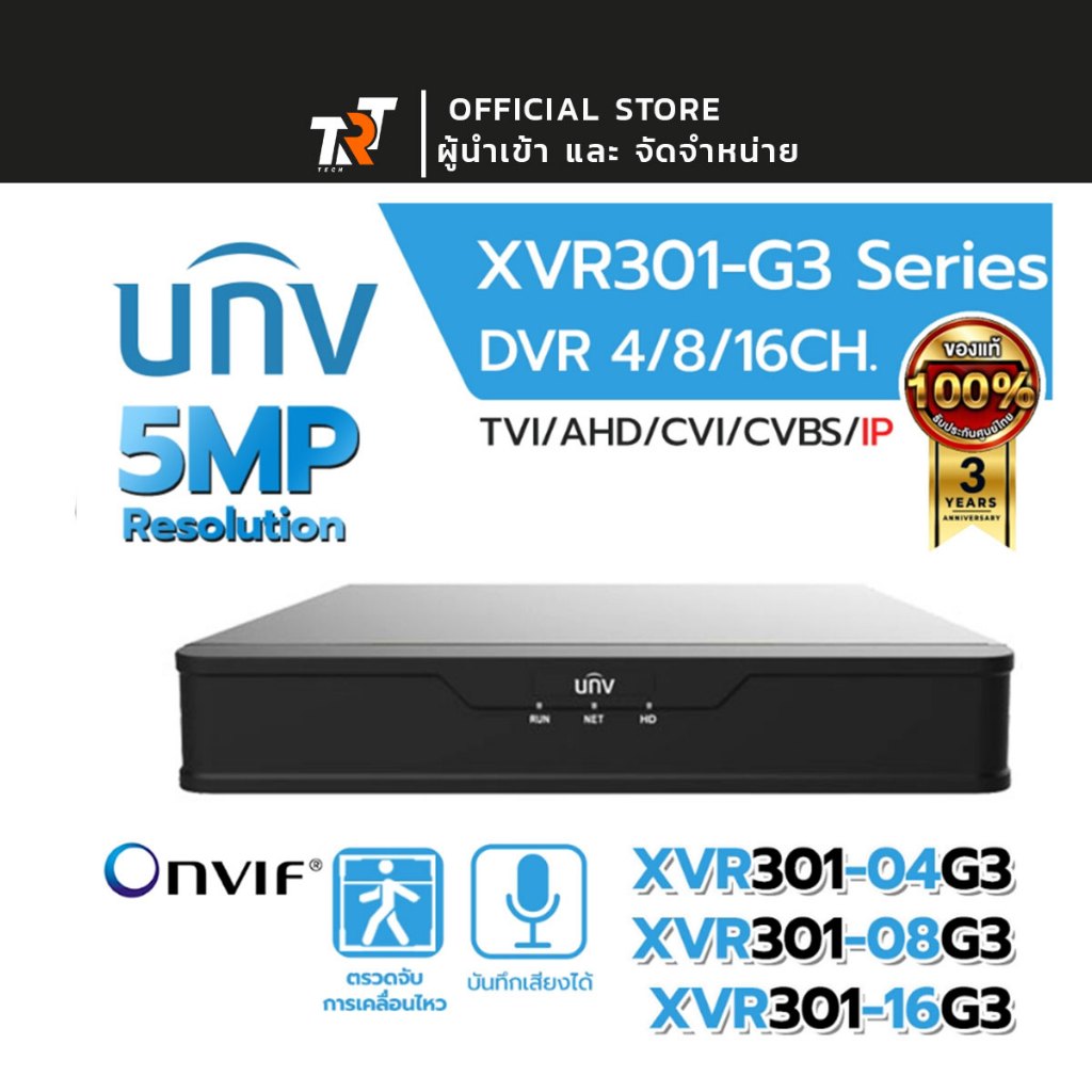 Uniview XVR301-G3 Series XVR301-04G3/ XVR301-08G3/ XVR301-16G3 เครื่องบันทึกกล้อง CCTV DVR 4/8/16 ช่อง