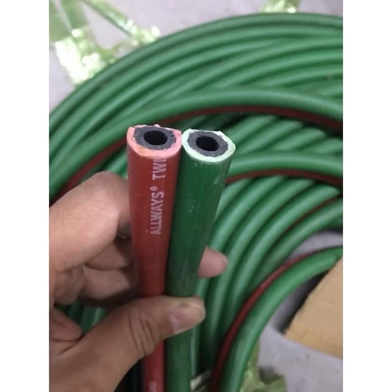 สายลมสายแก๊ส สายแก๊สคู่ หนา2ชั้น ขนาด 1/4 (2หุน) สีเขียว-แดง แบ่งขายเป็นเมตร