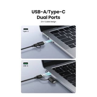UGREEN Card Reader 4-in-1 การ์ดรีดเดอร์ อ่านการ์ดกล้อง ถ่ายโอนข้อมูล 5 Gbps SD/TF + USB A+C 3.0 รุ่น 45167