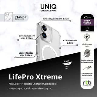 UNIQ เคสสำหรับ iPhone 16/16 Plus/16 Pro/16 Pro Max รุ่น LifePro Xtreme (MagClick™ Magnetic Wireless Charging)