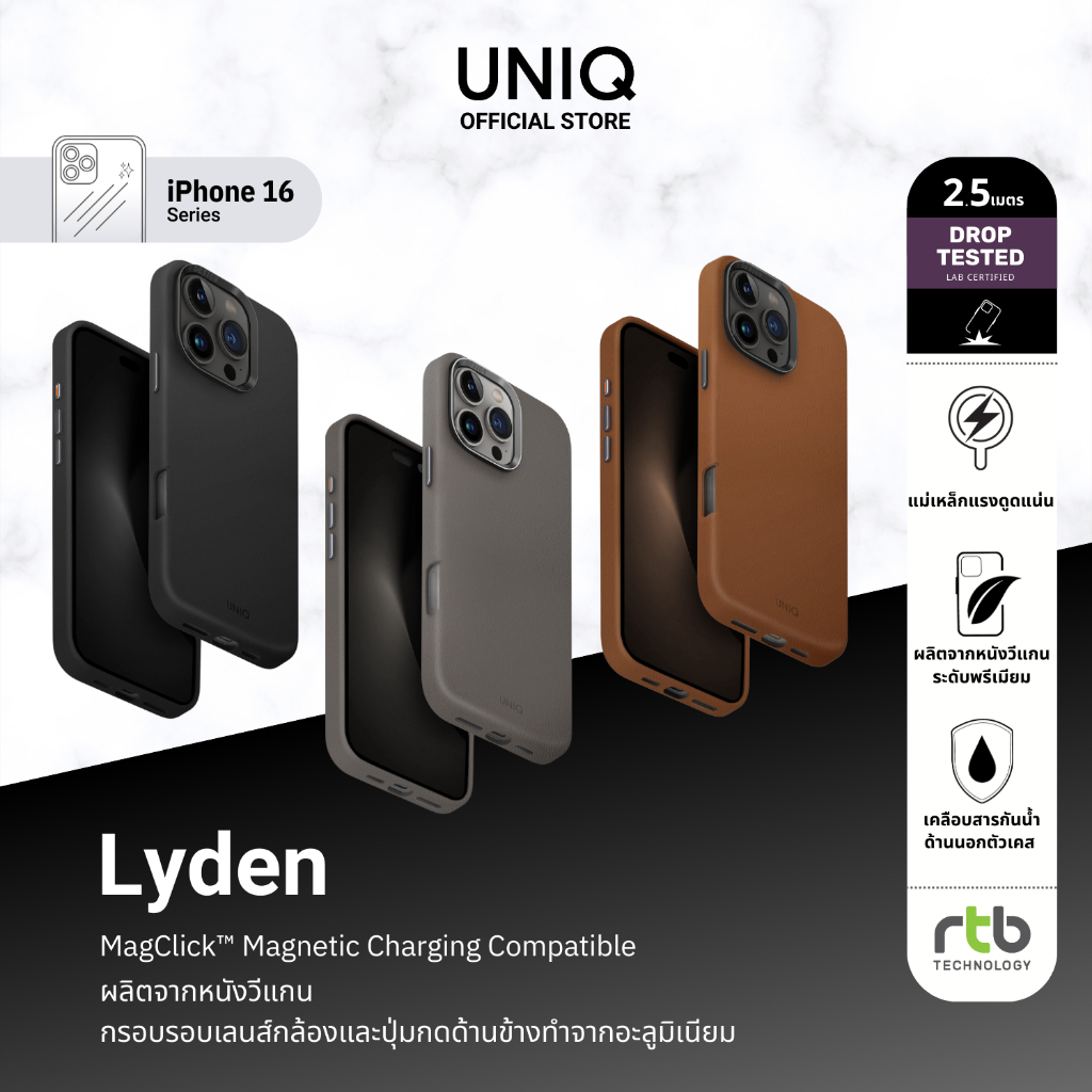 UNIQ เคสสำหรับ iPhone 16 Pro/16 Pro Max รุ่น Lyden (MagClick™ Magnetic Wireless Charging)