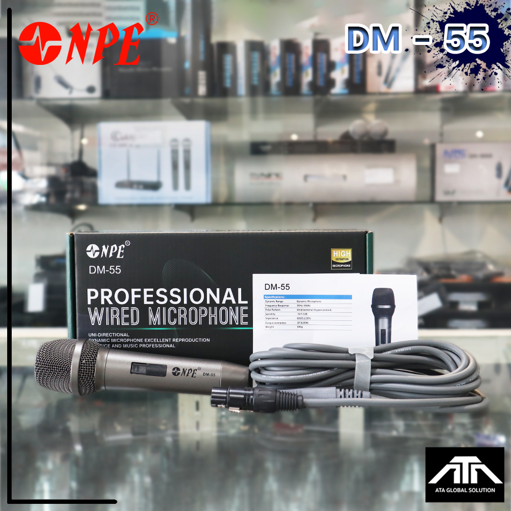 ไมค์ NPE DM-55 DM55 ไมโครโฟน NPE DM-55 พร้อมสายไมค์ ความยาว 5 เมตร ในกล่อง Dynamic Microphone