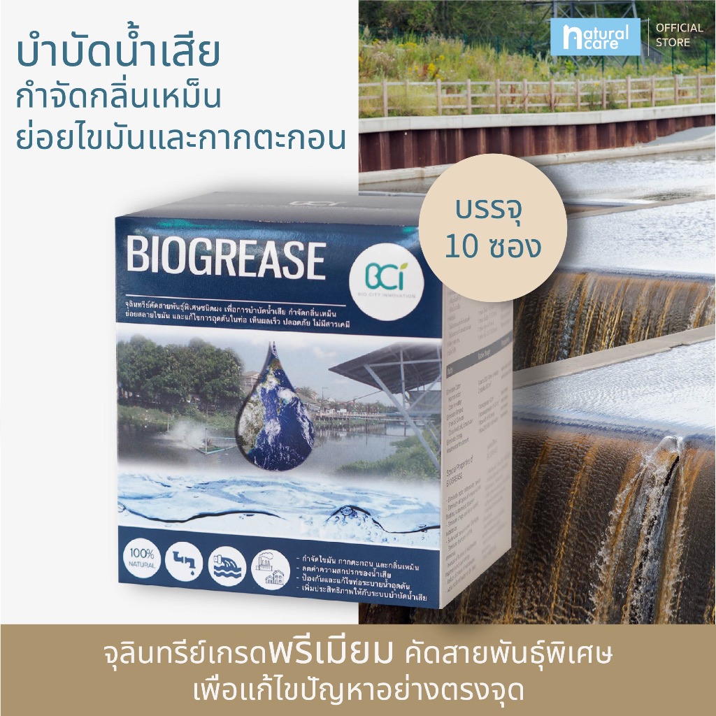 BIOGREASE จุลินทรีย์คัดสายพันธุ์สำหรับบำบัดน้ำเสีย ย่อยสลายไขมัน ปรับค่าน้ำ และกำจัดกลิ่นเหม็น