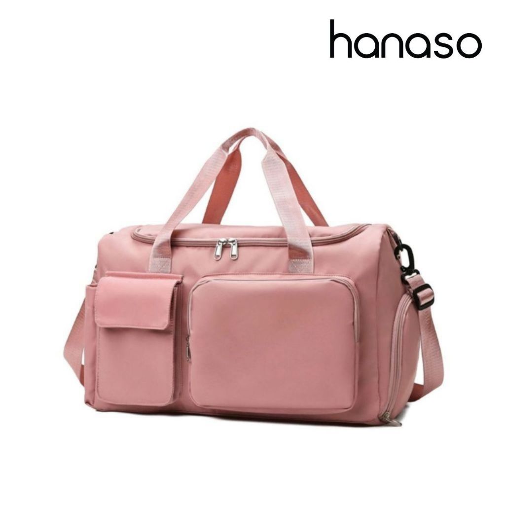Hanaso กระเป๋าถือเดินทาง สะพายได้ ถือแบบหิ้วได้ กระเป๋าฟิตเนส กระเป๋าcarry on หลายช่อง จุของได้เยอะ travel bag